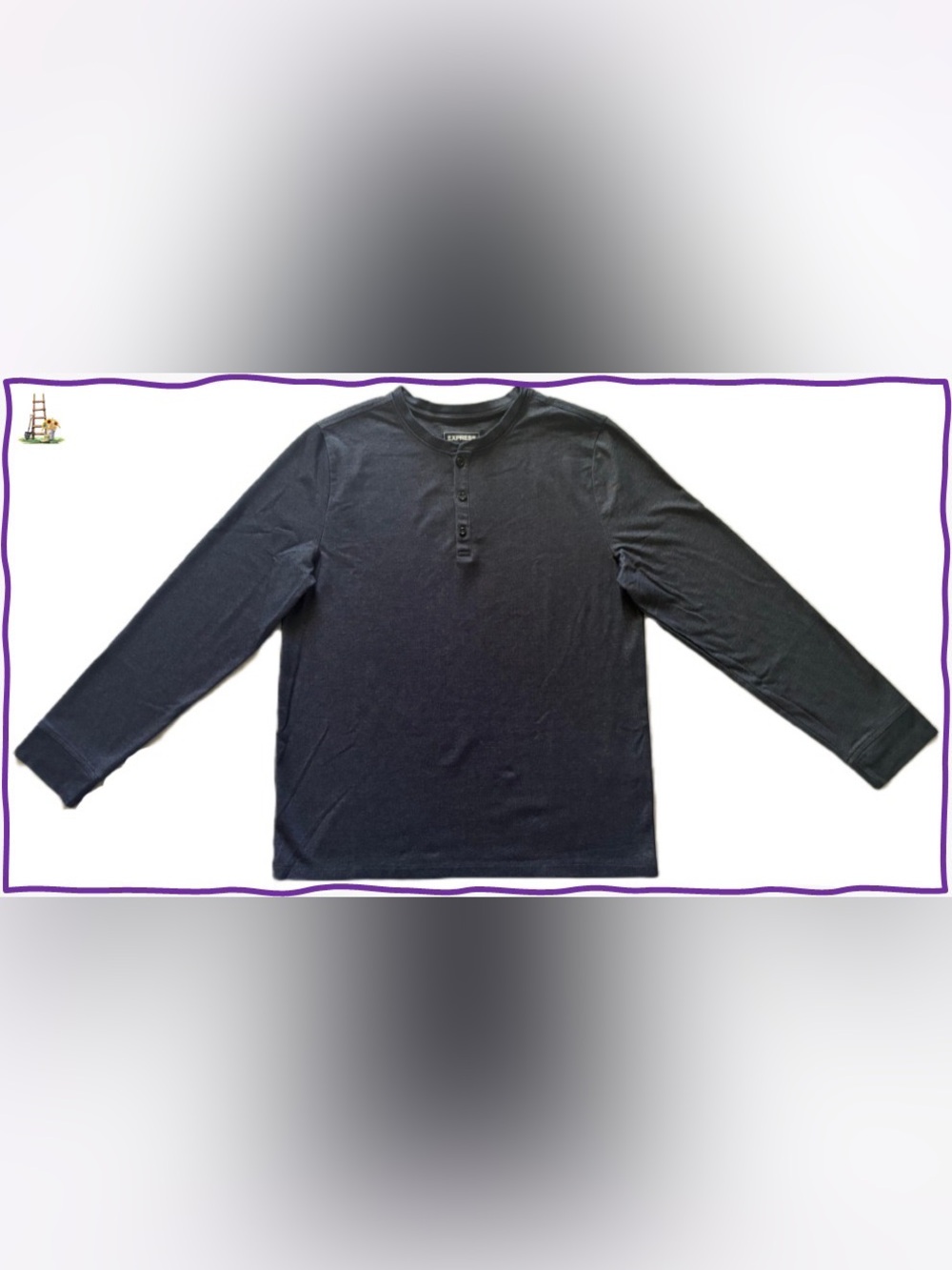 Express Men’s Long Sleeve Henley Shirt - Slate Blue